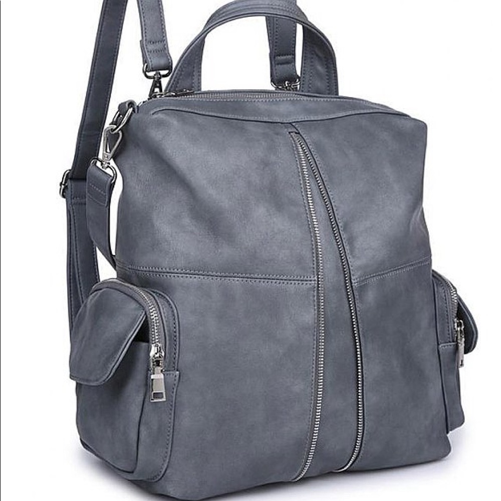 Vici Dallas Dark Gray Vegan Leather Backpack EUC